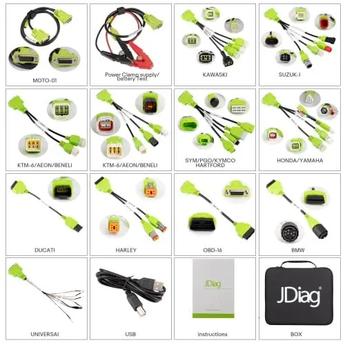 JDiag M300 Hand-held Motorcycle Diagnostic Scanner Multi-Language Supports Harley, BMW, Ducati etc Allows Print Results Update Online