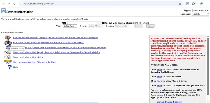 GM Service Information Access Online