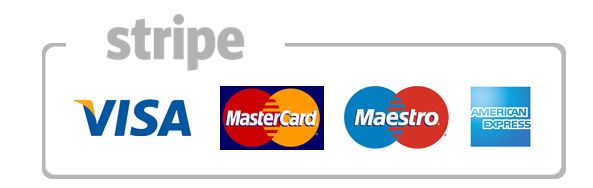 Accepted payment methods: Visa, MasterCard, Maestro, American Express via Stripe