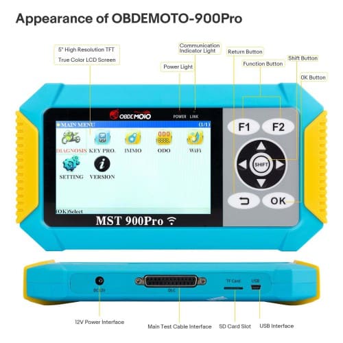 EMOTO 900PRO BMW دوكات هارلي هوندا أداة برمجة مفاتيح الدراجات النارية وأداة تشخيص وتصحيح عداد المسافات 3 في 1 مع رموز مجانية - View 7