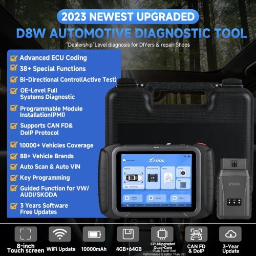 [الإصدار العالمي] أداة التشخيص Xtool D8W WIFI مع ترميز وحدة التحكم ECU، الاختبارات النشطة، برمجة المفاتيح، 38 وظيفة إعادة ضبط، بروتوكولات CAN FD وDoIP، ورسم الخرائط الطوبولوجية قبل وبعد الفحص - View 6