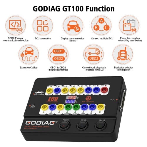 GODIAG GT100+ GT100 Pro OBDII Breakout Box ECU Bench Connector добавляет электронный индикатор тока и протокол CANBUS - View 4