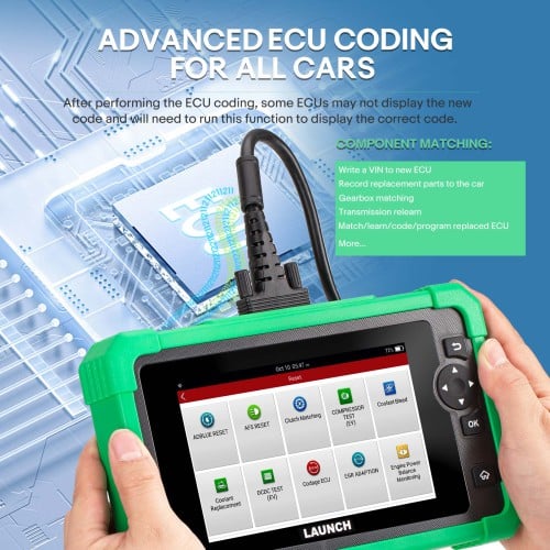 جهاز فحص LAUNCH CRP919 EV للسيارات الكهربائية مع أكثر من 45 وظيفة خدمة<br>يدعم سيارات الطاقة الجديدة – يدعم CAN FD وDoIP – ترميز ECU – متعدد اللغات - View 11