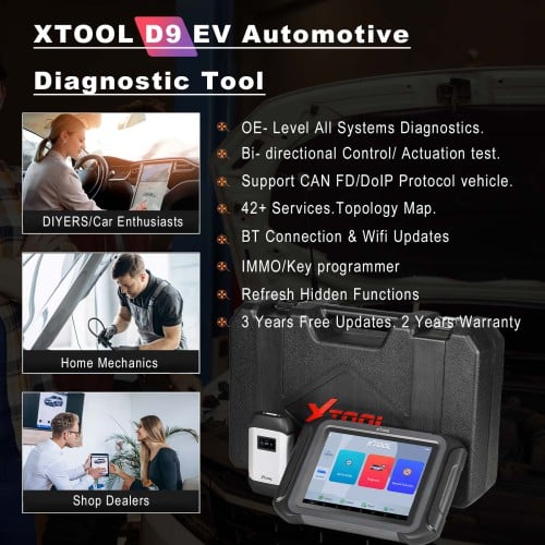 XTOOL D9EV D9 EV جهاز فحص سيارات كهربائية لتسلا وBYD مع كشف حزمة البطارية واختبار نشط، تخطيط طوبولوجي + برمجة ECU - View 7