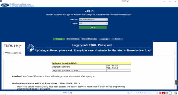 Licencia de software Ford FDRS - Suscripción de 12 meses