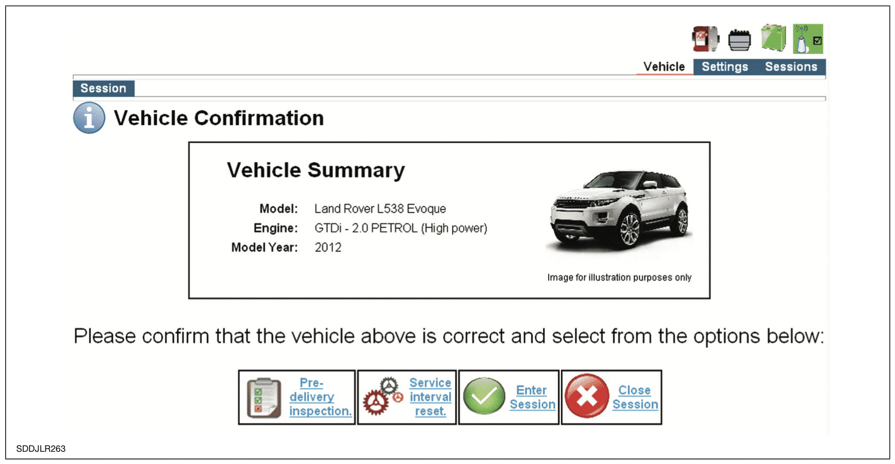 JLR SDD Software interface 