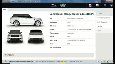 JLR Pathdinder software car report