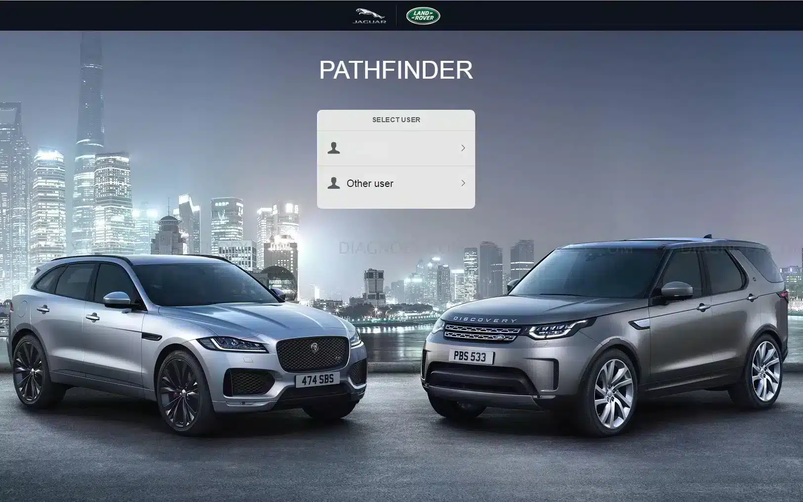 JLR-Pathfinder-программное обеспечение-экран-входа