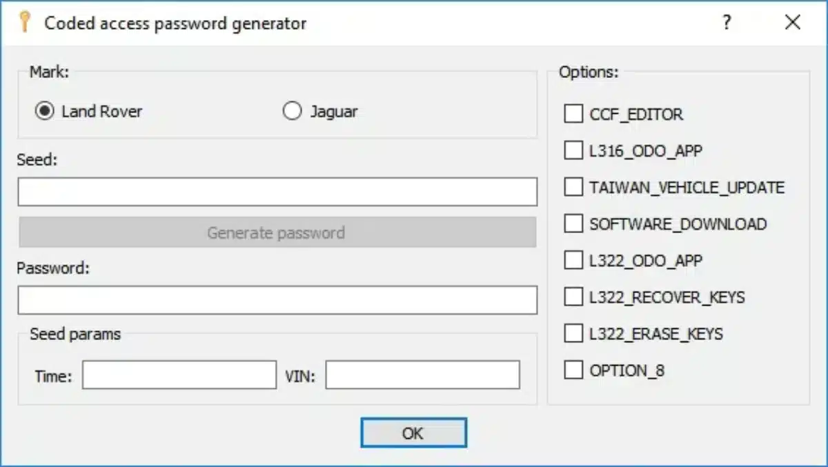 Seed key calculator for jaguar land rover