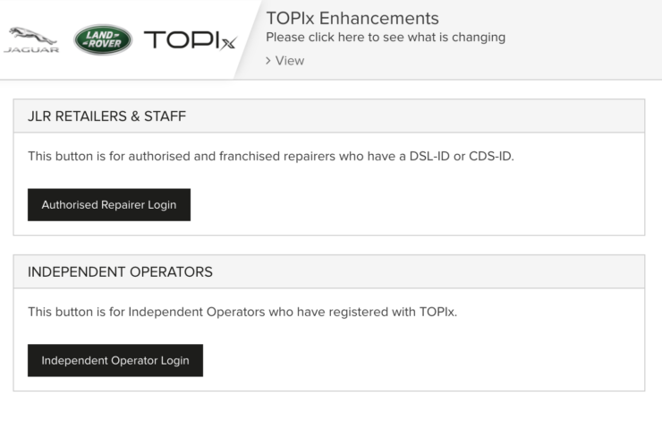 Topix UI interface for Jaguar and Land Rover