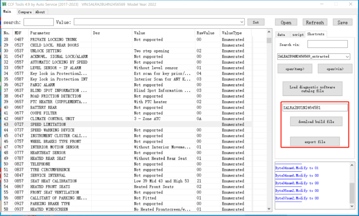 CCF Editor Tools v4.9 - Jaguar Land Rover 2017 to 2023