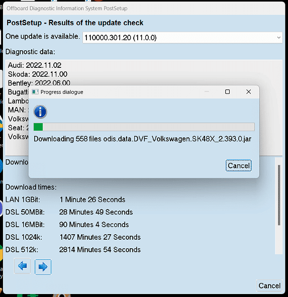 ODIS Service 11 - Fichiers de téléchargement post-installation