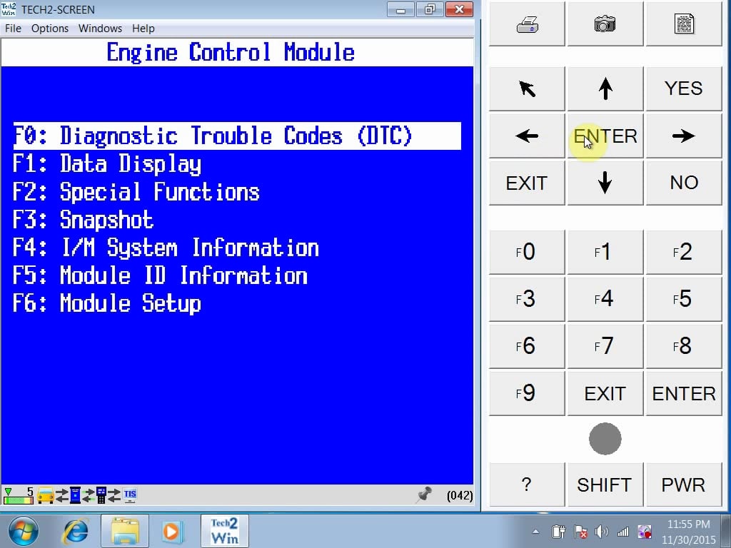 tech2win diagnostic software for GM - Engine Control Module screen