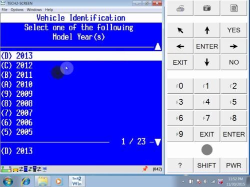 tech2win diagnostic software for GM - vehicle identification