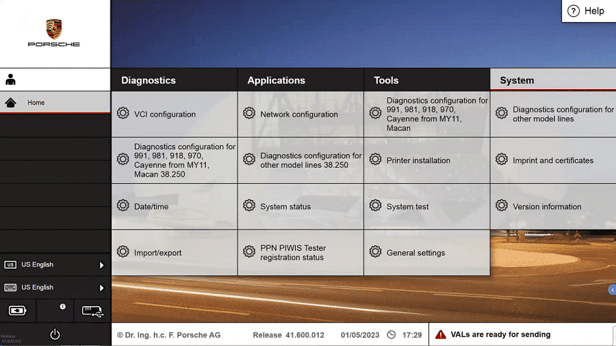 porsche piwis - zakładka systemy