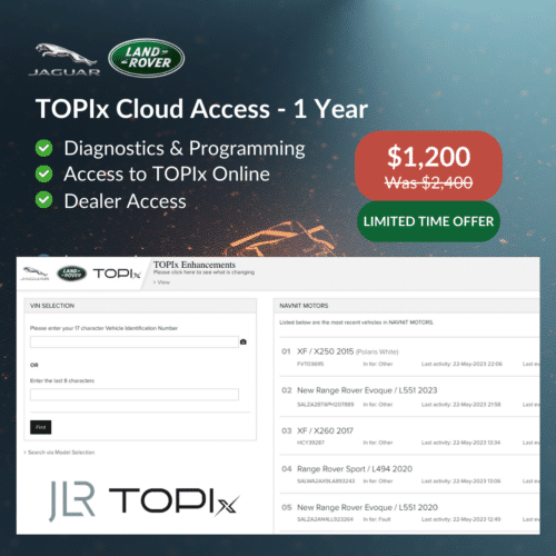 JLR TOPIX Cloud - Bayi Çevrimiçi Hesap Aboneliği