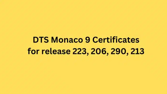 Certificats DTS Monaco 9 pour les voitures après 2021 de la version 223, 206, 290, 213