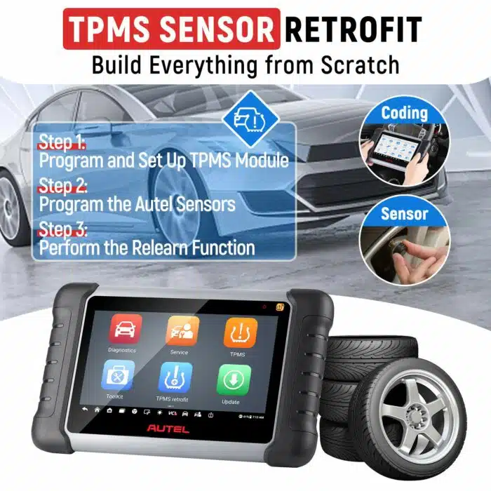 Autel MaxiCOM MK808TS Auto Diagnostic y TPMS Relearn Tool Tire Sensor Pressure Monitor Reset Scanner Añade AU Coches