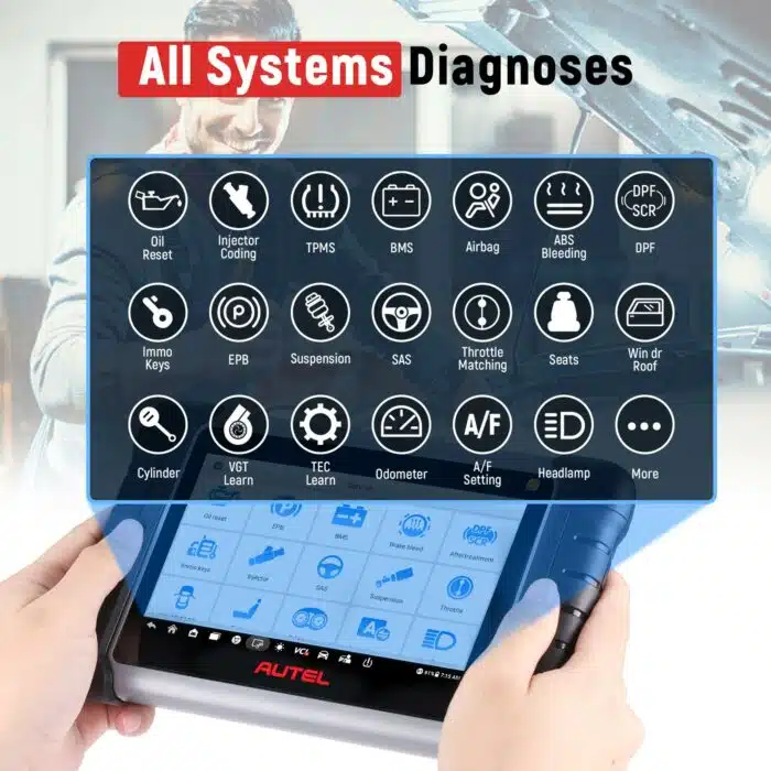 Autel MaxiCOM MK808TS Auto Diagnostic y TPMS Relearn Tool Tire Sensor Pressure Monitor Reset Scanner Añade AU Coches