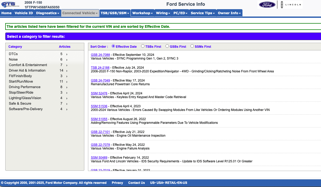 PTS Ford login - dealer