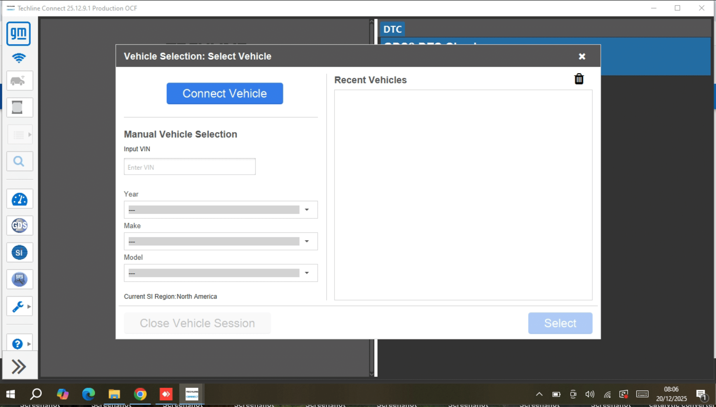 GM Techline Connect SPS2 - Connect Vehicle Screen