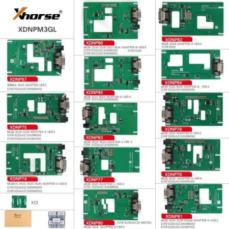 2024 Xhorse MQB48 No Disassembly No Soldering 13 Full Set Adapters XDNPM3GL for VVDI Key Tool Plus, VVDI Prog and Multi-Prog