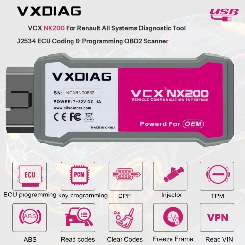 VXDIAG VCX NANO لسيارات رينو | ترخيص مدى الحياة