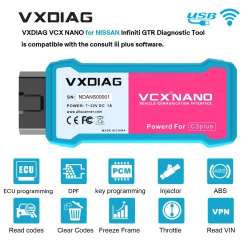 WiFi VXDIAG VCX NANO Nissan Infiniti & GT-R için