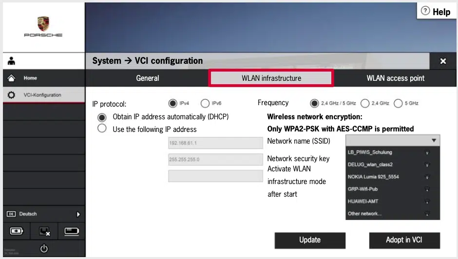 Configure WLAN for PIWIS 3