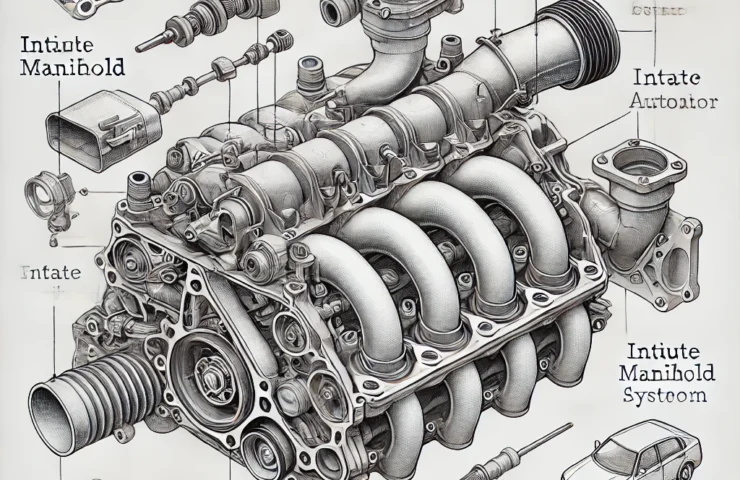 A detailed diagram illustrating the intake manifold system in a Volkswagen or Audi engine. The image should show the intake manifold, actuator, and fl