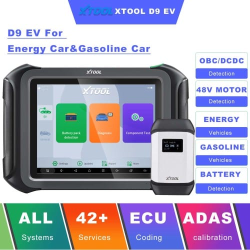 XTOOL D9EV D9 EV Car Diagnostic Tools Electric Car Tesla BYD with Battery Pack Detection Active Test, Topology Mapping + ECU Coding