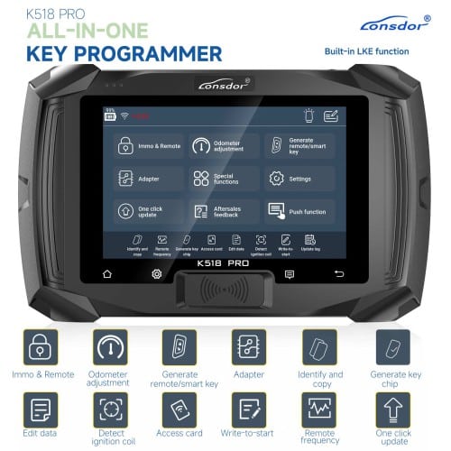 2025 Lonsdor K518 Pro Universal Key Programmer, Built-in GM CAN FD and Toyota Emulator, Full Package with Free Toyota JLR Nissan Volvo License