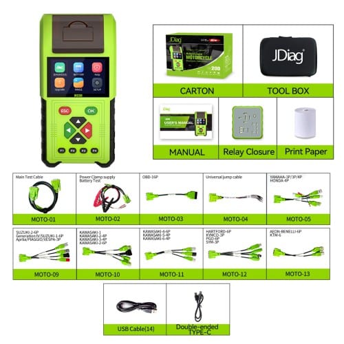 2025 JDiag M200 Handheld Motorcycle Diagnostic Tool, Dual System Motorcycle Tester + Professional Battery Tester Full Version