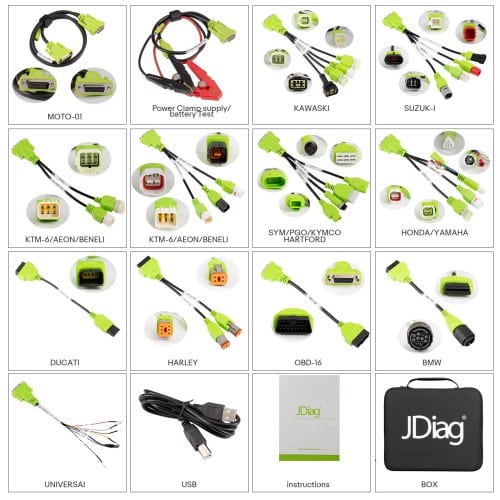 JDiag M300 Hand-held Motorcycle Diagnostic Scanner Multi-Language Supports Harley, BMW, Ducati etc Allows Print Results Update Online