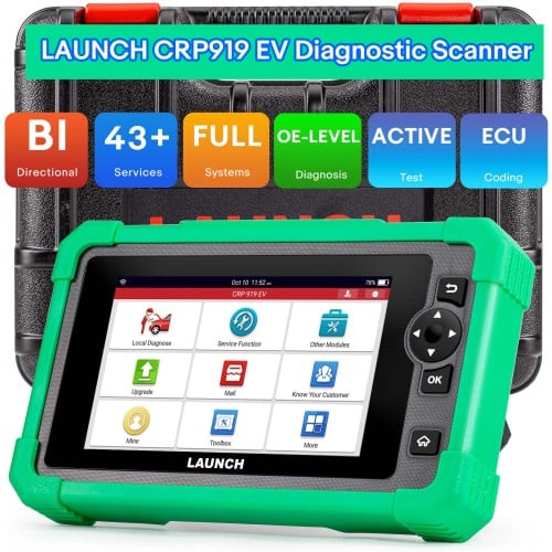 LAUNCH CRP919 EV Diagnostic Scanner with 45+ Service Functions for Electric Vehicles New Energy Cars Supports CAN FD DoIP ECU Coding Multi-language