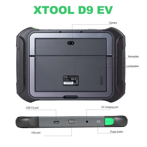XTOOL D9EV D9 EV Car Diagnostic Tools Electric Car Tesla BYD with Battery Pack Detection Active Test, Topology Mapping + ECU Coding